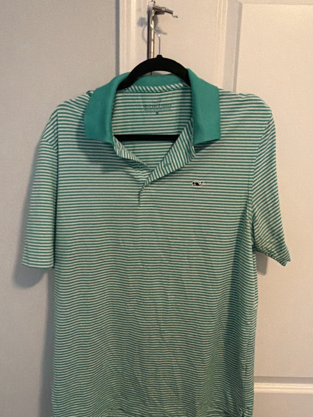 Vineyard Vines Mint and White Striped Polo